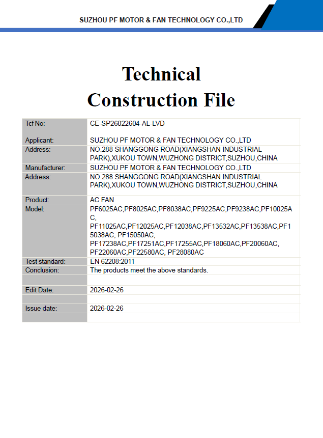 AC FAN LVD TEDTING REPORT