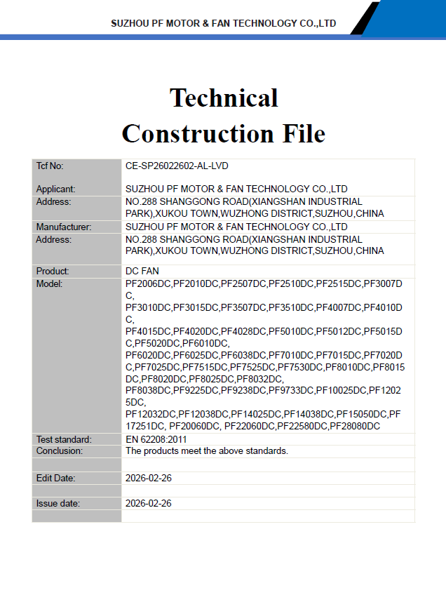 DC FAN LVD TSTING REPORT